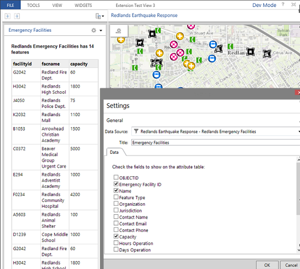 Completed table widget with configuration dialog