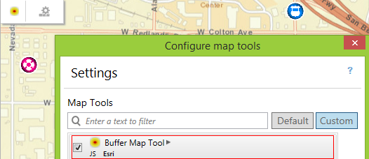 Configure map tools dialog box